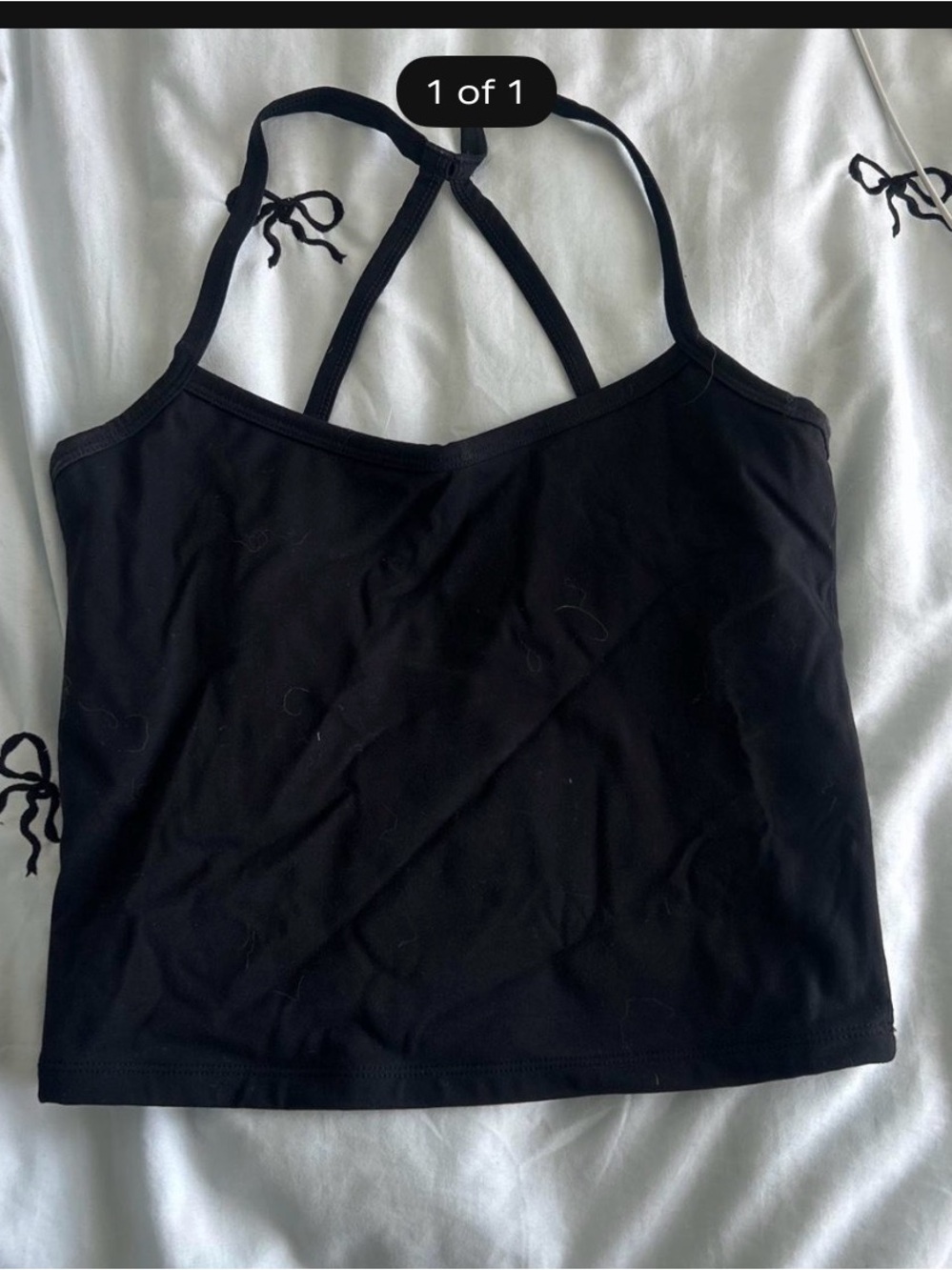 Amazon Essentials Black Strappy Cropped Cami